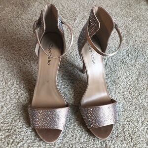 Zigi Soho Rhinestone Heel sandal shoe beige champagne dress size 9.5